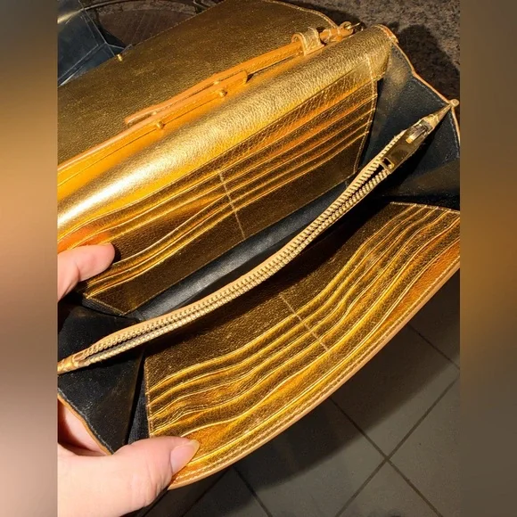 Saint Laurent Metallic Gold Calfskin Kate Clutch/Crossbody - Picture 8 of 12